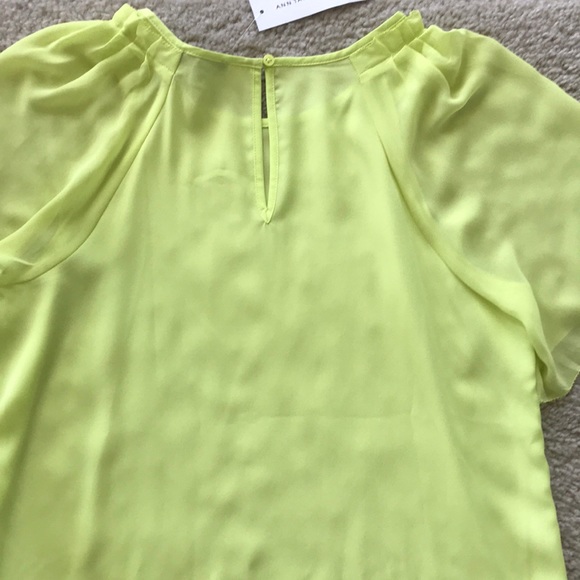 Ann Taylor Chartreuse Flutter Sleeve Top - Picture 6 of 6